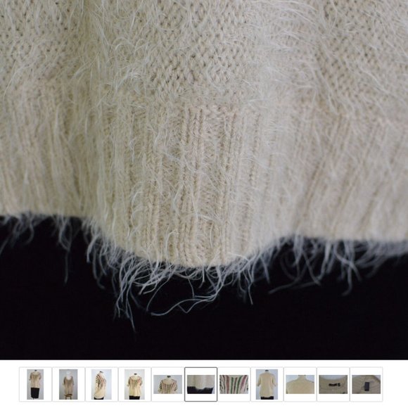 Dex Women sz S Fuzzy Hairy Shirt Chunky Light Brown Multicolor Neckline - Picture 7 of 10